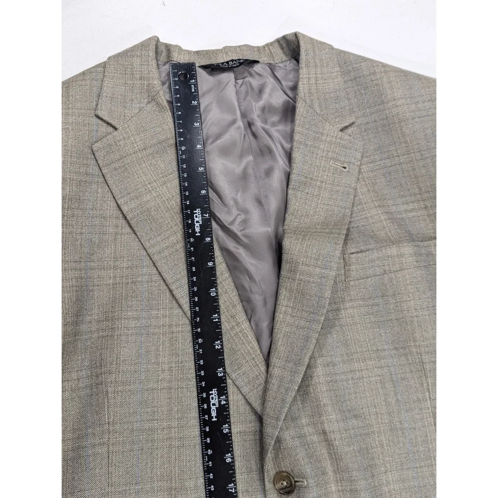 Jos. A.‎ Bank Blazer Coat Sport Suit Jacket Silk/Wool Blend Glenn Check 46R 48